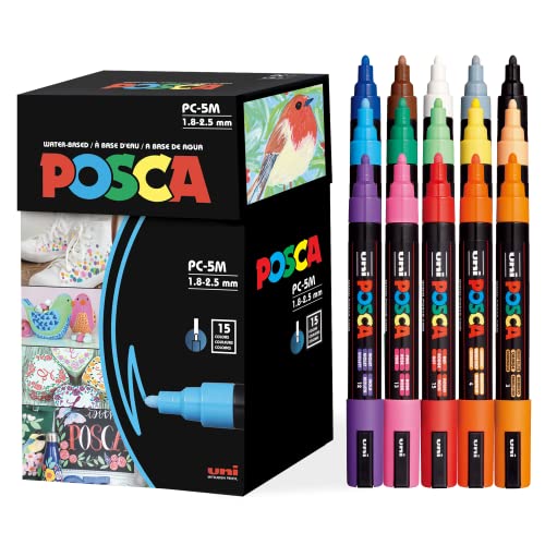 posca三菱鉛筆 水性ペン ポスカ 中字 丸芯 15色 PC5M15C 送料 無料