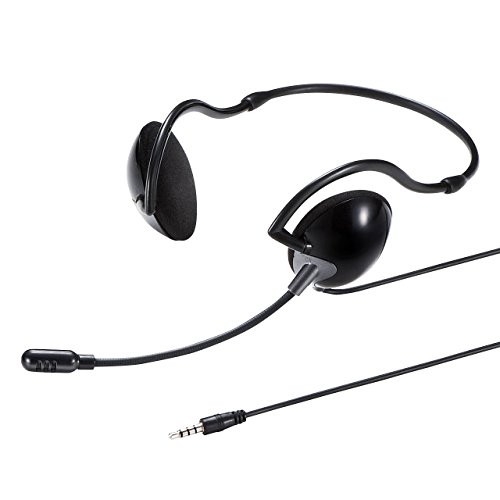 サンワサプライ ヘッドセット 3.5mmミニプラグ(4極) 両耳 ネックバンドタイプ ブラック MM-HS403BK 送料 無料