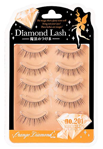 ダイヤモンドラッシュ Diamond Lash 【no.201】5ペア(上まつげ用) 自然と馴染む束感で可愛らしい瞳に。 送料　無料