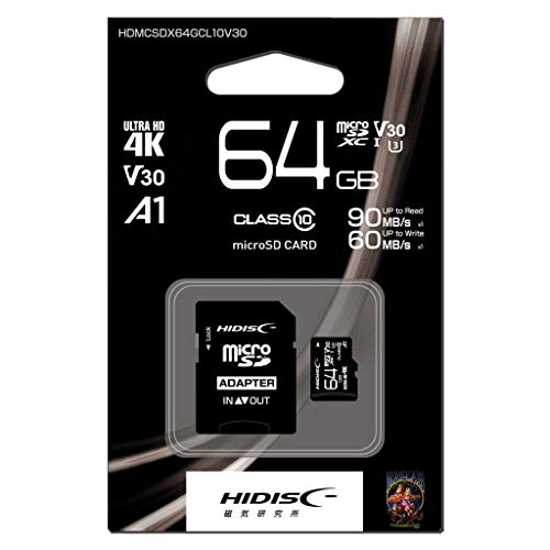 HIDISC microSDXCJ[h 64GB CLASS10 UHS-I Speed class3(U3) A1/4KΉ SD @