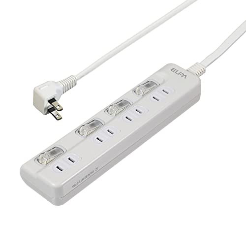 エルパ ELPA LEDランプスイッチ付タップ 電源タップ 延長コード 125V 2m 4個口 WLS-LU42EB W 送料 無料