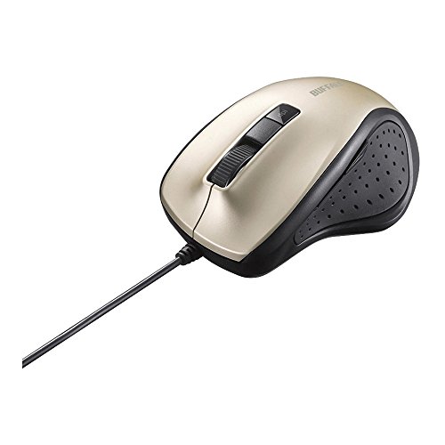 バッファロー BUFFALO 有線 BlueLED 静音 5ボタンマウス ゴールド BSMBU308GD 送料　無料