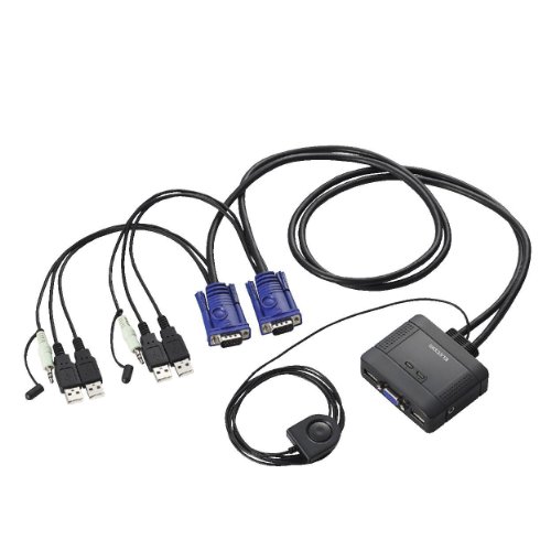 エレコム KVMスイッチ USB VGA スピーカー 手元スイッチ 2台 オーディオ切替 KVM-KUS 送料　無料