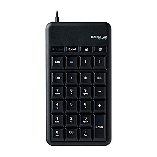 USBポート付き・ブラック Mサイズ TK-TCM015BK・・Style:USBポート付きPatternName:単品・Excel、電卓ソフト、インターネットブラウザをボタン一つで起動できる3種のホットキーが付いたUSBテンキーパッドです。・マウスなどのUSB機器を2台まで接続できる2ポートUSB2.0ハブが付いています。・Excelに便利な[Esc]キー・[Tab]キーと、関数入力に便利な[=]キー・[(]キー・[)]キー、数字入力に便利な[00]キー・[BS]キーが付いています。・打鍵しやすい19mmのキーピッチを採用しています。・NumLockの状態がひと目でわかるLEDランプを装備しています。説明 【 仕様 】 ■ インターフェイス:USB ■ コネクタ形状:USB-A ■ 対応機種:USBポートを装備したWindows OS搭載機 ■ 対応OS:Windows 11、Windows 10、Windows 8.1、Windows RT8.1、Windows 7(SP1)、Windows Vista(SP2) ■ カラー:ブラック ■ キータイプ:メンブレン ■ キー配列:27キー ■ キーピッチ:19mm ■ キーストローク:2.3mm ■ ホットキー数:3キー ■ アップストリーム(パソコン側)ポート数:1 ■ ダウンストリーム(HUB側)ポート数:(USB2.0)×2 ■ 電源方式:USBバスパワー ■ 供給可能電流:100mA未満/1ポート ■ ケーブル長:0.5m ■ 外形寸法:幅90×奥行170×高さ24.5mm(ケーブル除く) ■ 質量:約143g ■ 保証期間:6カ月 【 説明 】 ■ Excel、電卓ソフト、インターネットブラウザをボタン一つで起動できる3種のホットキーが付いたUSBテンキーパッドです。 ■ マウスなどのUSB機器を2台まで接続できる2ポートUSB2.0ハブが付いています。 ■ Excelに便利な[Esc]キー・[Tab]キーと、関数入力に便利な[=]キー・[(]キー・[)]キー、数字入力に便利な[00]キー・[BS]キーが付いています。 ■ 打鍵しやすい19mmのキーピッチを採用しています。 ■ NumLockの状態がひと目でわかるLEDランプを装備しています。 ■ 専用ドライバなどのインストールが不要で、パソコンのUSBポートに接続するだけですぐに使えます。 ■ 最大1000万回のキーストロークに耐える丈夫なキーを採用しています。 【商品に関するお問い合わせ】 エレコム総合インフォメーションセンター TEL. 0570-084-465 FAX. 0570-050-012 受付時間 / 10:00~19:00 年中無休