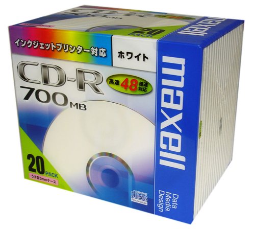 maxell データ用 CD-R 700MB 48倍速対応 インクジェットプリンタ対応ホワイト20枚 5mmケース入 CDR700S..