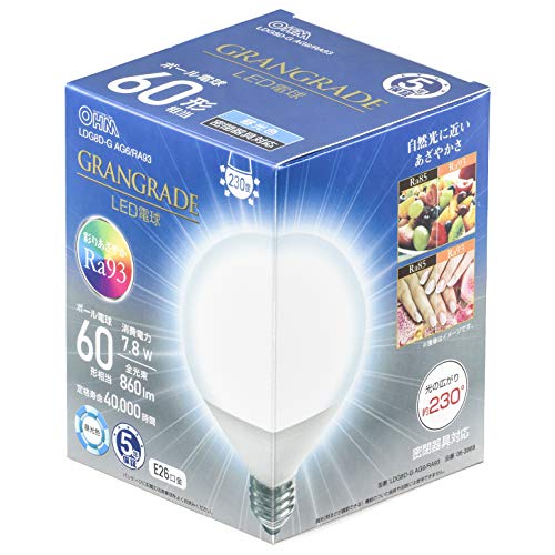 Other - オーム電機 LED電球 ボール電球形 E26 60形相当 昼光色 LDG8D-G AG6/RA93 06-3868 OHM 送料　無料