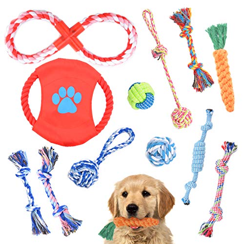 犬ロープおもちゃ 12個セット 犬おもちゃ 噛むおもちゃ ストレス解消 天然コットン 歯磨き 清潔 丈夫 耐久性 犬知育玩具 天然コット 小/