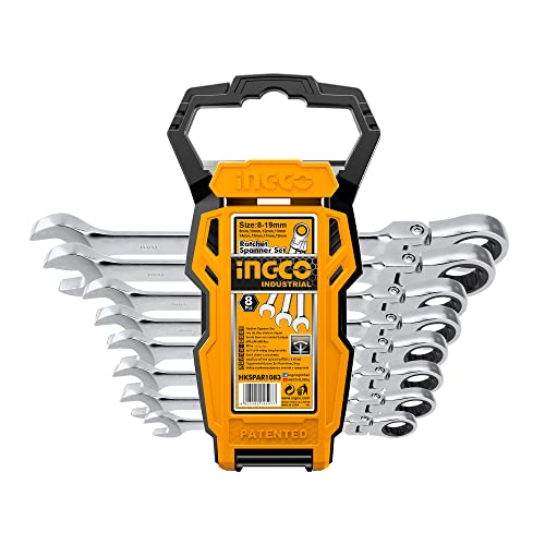 首振ラチェットレンチセット 8本組 819mm スパナ 組み立て 自動車修理 CrV素材 CrMo素材 HKSPAR1083