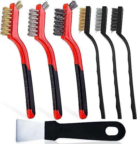 ワイヤーブラシ 防錆掃除用ブラシ チャンネルブラシ ナイロン ハンディーブラシ（7本組セット）