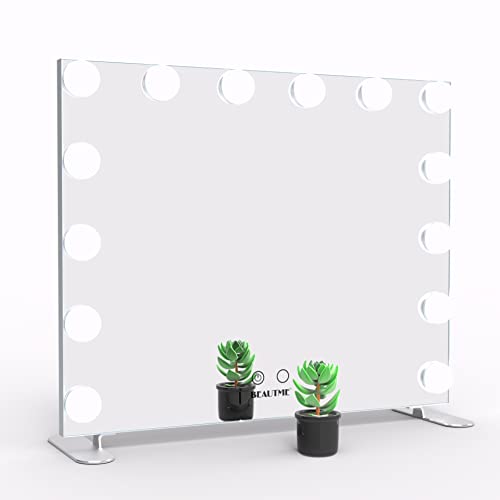 女優ミラー 卓上 ハリウッドミラー 14個LED電球付き 暖色・寒色 2色ライトモード 明るさ調節可能 鏡 ライト付き 卓上 LEDミラー ド