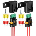 インラインヒューズホルダー 2個パック IP67 防水 12AWG ゲージ配線ハーネス ATC/ATO 20A/30A/40A ブレードヒュー