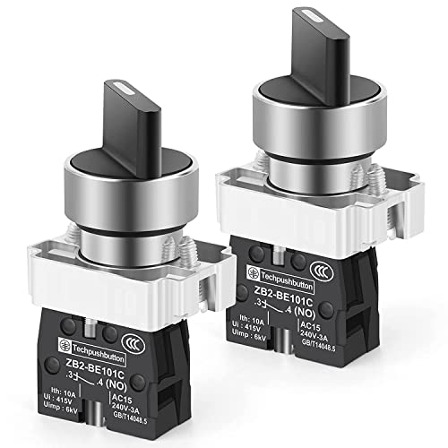 E10261・ E10261 ・製品名：ロータリースイッチ/セレクタースイッチ; 素材: プラスチック、金属、電子部品; 正味重量：68g。・パッケージ内容: 2 x ロータリースイッチ; モデル: ZB2BE101C; メインカラー：ブラック、シルバートーン、ブラストーン。・連絡先タイプ: 1NO SPST; アクションタイプ: ラッチ; 位置: 2 位置; うい：600V。・Ith：10A; Uimp: 600V; AC15: 240V 3A。・パネル取り付け直径: 22mm; 適合パネルの厚さ 最大: 6mm; 合計サイズ: 40 x 30 x 70mm / 1.6インチ x 1.2インチ x 2.7インチ 長さ*幅*高さ。