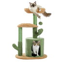 キャットタワー ミニ サボテン 小型 低め スリム 猫タワー 据え置き 麻紐爪とぎポール 爪研ぎ コンパクト 省スペース 猫