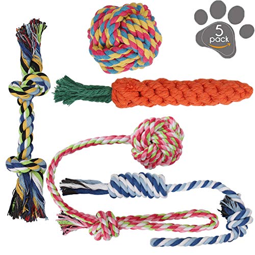 犬ロープおもちゃ 犬おもちゃ 犬用玩具 噛むおもちゃ ペット用 コットン ストレス解消 丈夫 耐久性 清潔 歯磨き 小/中型犬に適用 5 スー