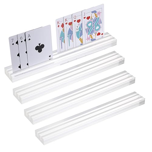 カードゲームスタンド ボードゲーム クリアトランプスタンド アクリルカード立て ダブルカードスロット 花札スタンド 2連の溝 透明 4本セット