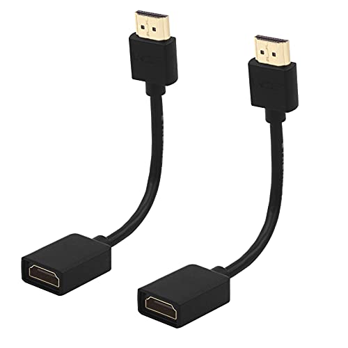 ・黒 2本 ・機能：HDMI オスメス延長アダプタです。Fire TV Stick等標準HDMI端子付きデバイスを延長用に特別に設計される製品。14cmスリム形は壁掛けTV裏側等狭い場所に付くHDMIポートを前に延長してアクセスしやすくなります。・高画質、高音質：HDMI2.0、4K（4096*2160）、2K（2048*1080）、60HZ、1920*1080 UHD、ARC、深さ48ビットカラー、32channel audio ドルビーTrue HD 7.1解像度サポートします。フルHD視聴、3D映像優れた画像品質を楽しめます。・幅広い交換性：TV Stick、PC、TV、HDTV、PS3、PS4、Switch、Xbox、プロジェクター等、標準HDMI端子（HDMIタイプA）を備えた全てのデバイス対応できます。・便利性：刺すだけで認識、接続方法は簡単です。製品は12長さで持ち運びやすい、家庭、会議室、教室、展示会等場合に大活躍です。スリムな設計は狭い空間にスペースを節約し、接続先に負荷を掛かりません。・高品質：金メッキ処理したコネクタはサビに強い、信号ロス