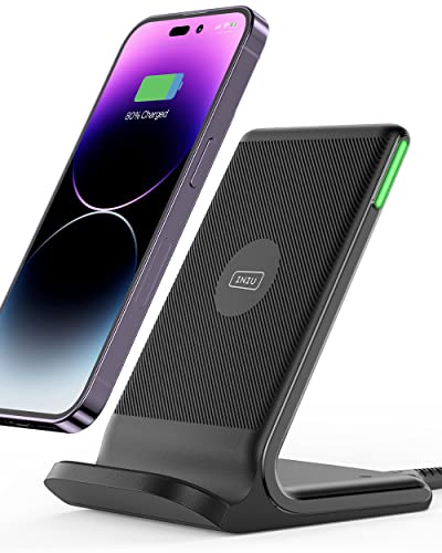 15W ワイヤレス充電器急速充電 PSE認証済 Qi認証 置くだけ充電 LEDインジケータースマホ スタンド 周囲光センサー PD QC 3.