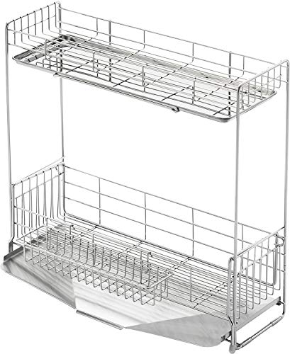 ヨシカワ 水切りラック 水切りかご 2段 幅15×奥行47cm 4~5人用 食器 シンクサイド 幅の広がる 1306080