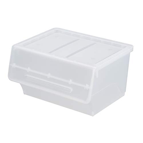 サンカ フロック 重ねて使える蓋付き衣装ケース ワイド クリア おしゃれな大容量収納 引き出さずに使え..