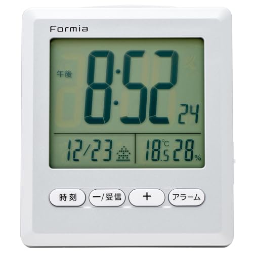 miaフォルミア 電波 目覚まし時計 コンパクト 小型 温度 湿度 温湿度計 日付 デジタル 置き 卓上 保土..