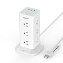 電源タップ タワー 延長コード m usb付 ESSAN 1個AC コンセント 3Bポート付 OAタップ テーブルタップ 蛸足コンセント 雷ガー(2)