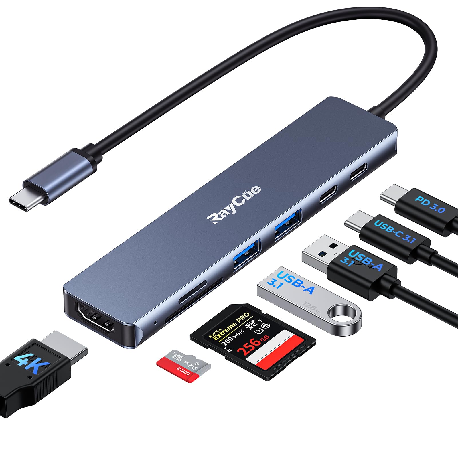 樂天商城 - 7 in 1 B Cハブ B C HDMスプリッター*B 3.1 GEN1と5Gbps高速データ転送 ypeCデータポート4K HDMポート