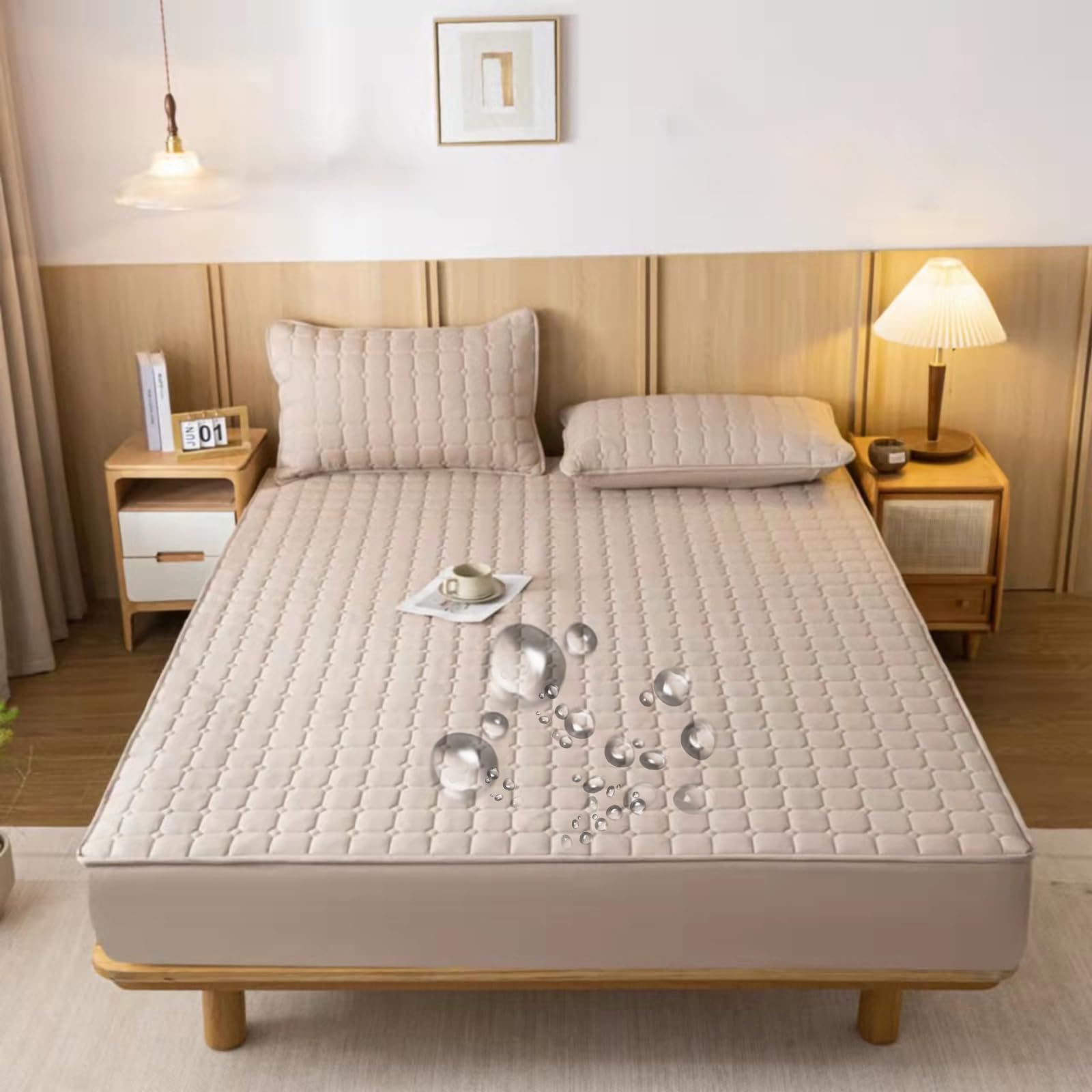 防水シーツ ボックスシーツ三層構造ガサガサ音“0”マットレスカバー 敷きパッド ベッドカバー ベッドパ..