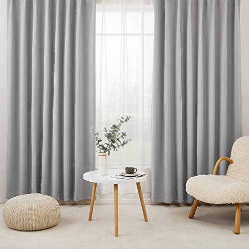 カーテン 1級遮光 4枚セット 幅100cm丈135cm ライトグレー 断熱 防寒 防音 省エネ 厚手 無地 おしゃれ 洗える リビング用 カ