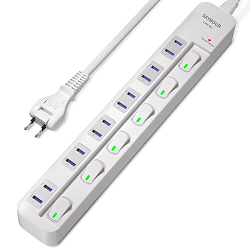 電源タップ 雷ガード 個別スイッチ 節電タップ おしゃれ省エネACコンセント 6個口 P認証済 延長コード 1m ホワイト 送料 無料