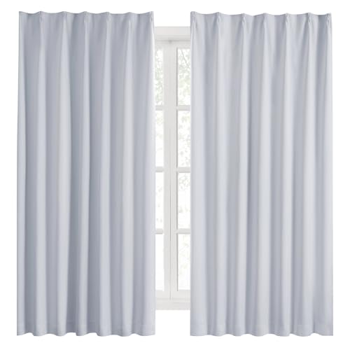 カーテン 1級遮光 幅150cm×丈135cm 枚組 アイスグレー 断熱 防寒 防音 省エネ 厚手 無地 おしゃれ 洗える 寝室 リビング用