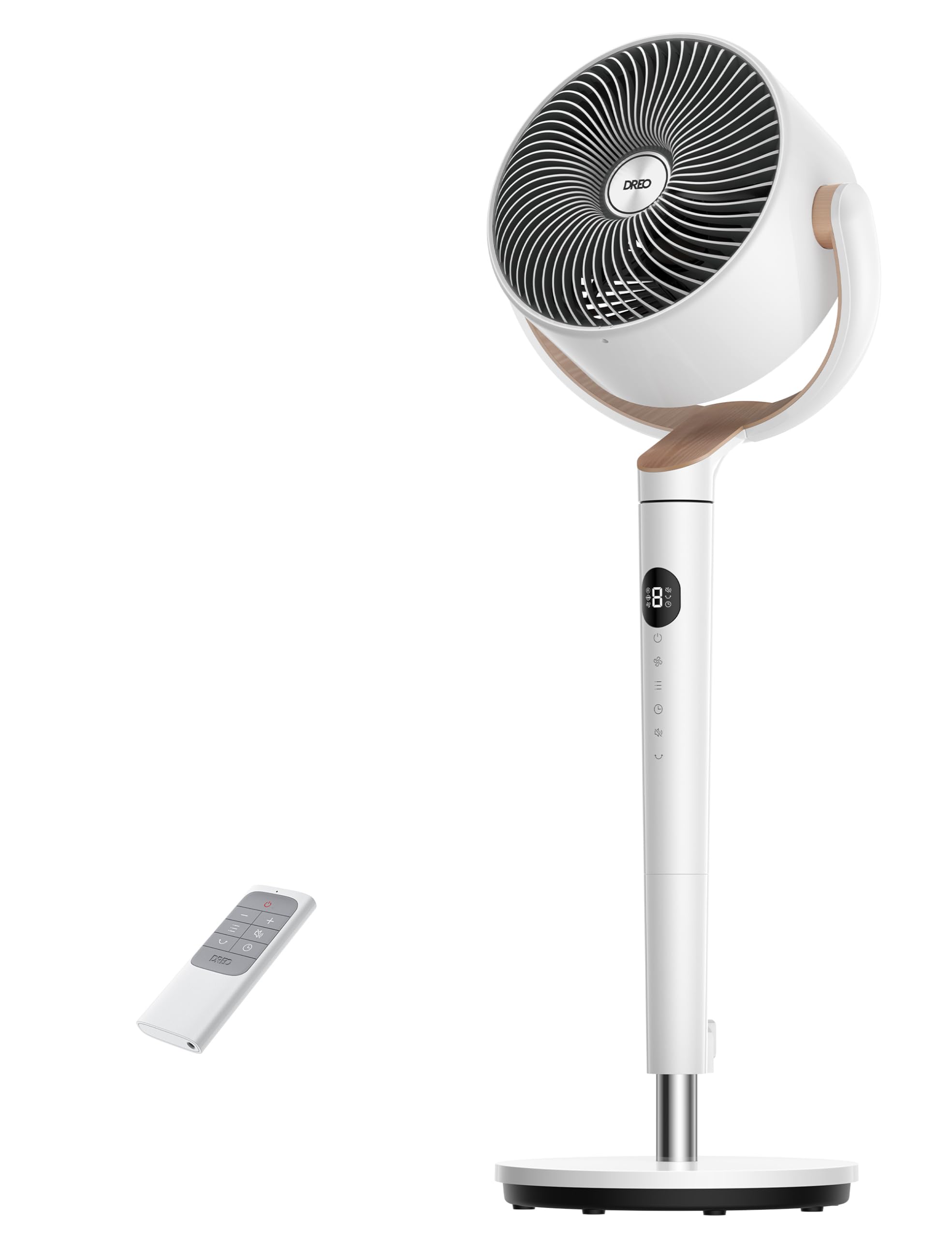 Dreo 扇風機 リビング DCモーター 10°上下手動+10°左右自動首振り 扇風機 サーキュレーター 静音 風量8段階調節 省エネ 8Hタイ