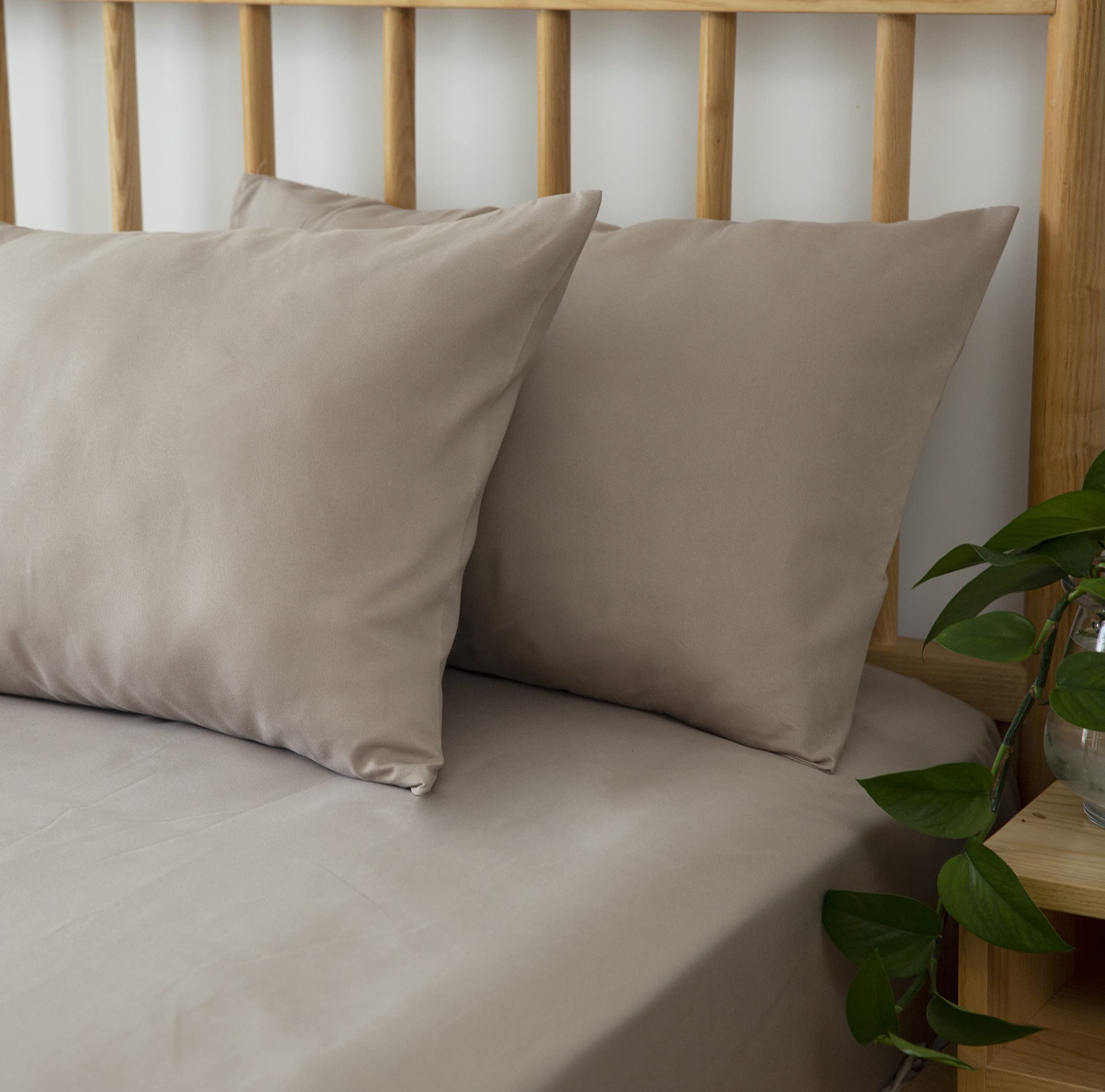 枕カバー 43×63cm 枚セット 吸湿速乾 オールシーズン 抗菌防臭 合わせ式 ピロケース まくらカバー グレージュ