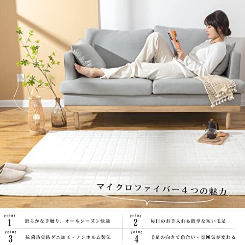 Living カーペット キルトラグ ラグマット 絨毯 ラグ 130×190cm約1.5畳 洗える 滑り止め付 防ダニ 抗菌 防臭 1年中使え [2]