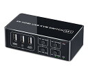 KVMスイッチ 4K HDM B 切替器 4ポート(4台用)4K@60Hz HDM.0 HDCP. キーボード/マウス/モニターを共有 簡単接