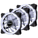 EZDYFAB 10mm PWM白色ケースファン Dリングファン 静音タイプ ケース用白色D 3本1セット(3個白い 4ピン) デスクトップ対(2)