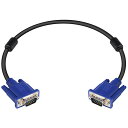 ディスプレイケーブル VGAケーブル 0.5m Dsub15ピン オスオス 細い 金メッキコネクタ コア付 テレビコンピューター、プロジェクタ