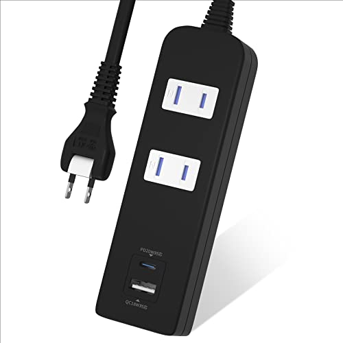 電源タップ2コンセント＋2B typeA typeC PD QC 対応急速充電 おしゃれ ほこり防止シャッター 雷ガード搭載 1m ブラック