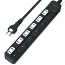 電源タップ 雷ガード 個別スイッチ 節電タップ おしゃれ省エネ ACコンセント 6個口D P認証済 延長コード 1m ブラック(2)