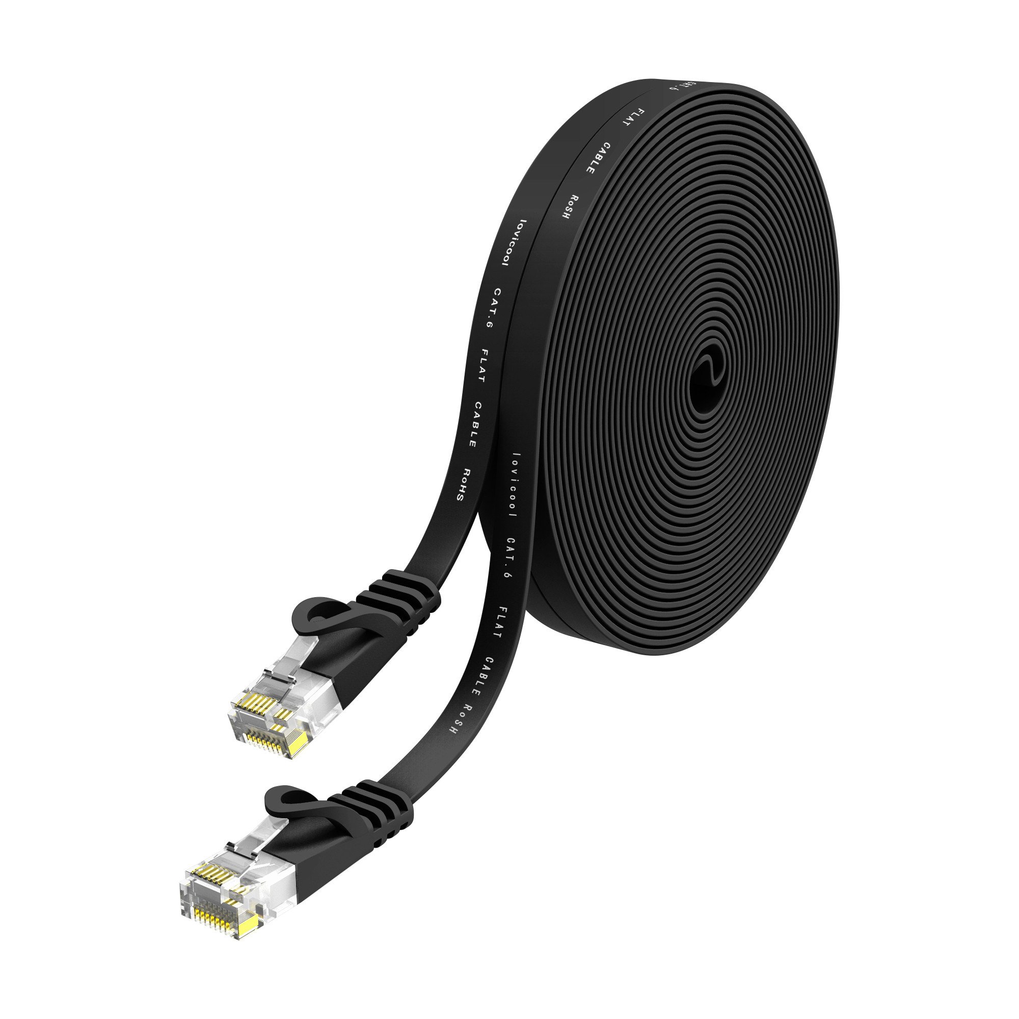 lovicool LANケーブル イーサネットケーブル CA6準拠 ウルトラフラットケーブル R45コネクタ ギガビット 爪折れ防止 やわらか
