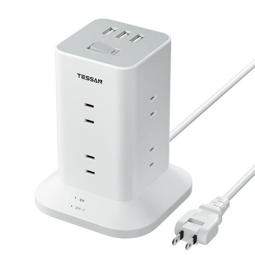 延長コード 1m 電源タップ タワー mini型 8個AC差込口 3個Bポート 180°スイングプラグ テーブルタップ 蛸足コンセント 雷ガー 延長コード 1m 電源タップ タワー mini型 8個AC差込口 3個Bポート 180°スイングプラグ テーブルタップ 蛸足コンセント 雷ガー