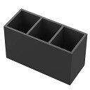 ペン立て 3格 仕切り アクリル製 ペンスタンド 化粧品収納ボックス シンプル 卓上収納 文房具、メイクブラシなど小物入れ ブラック