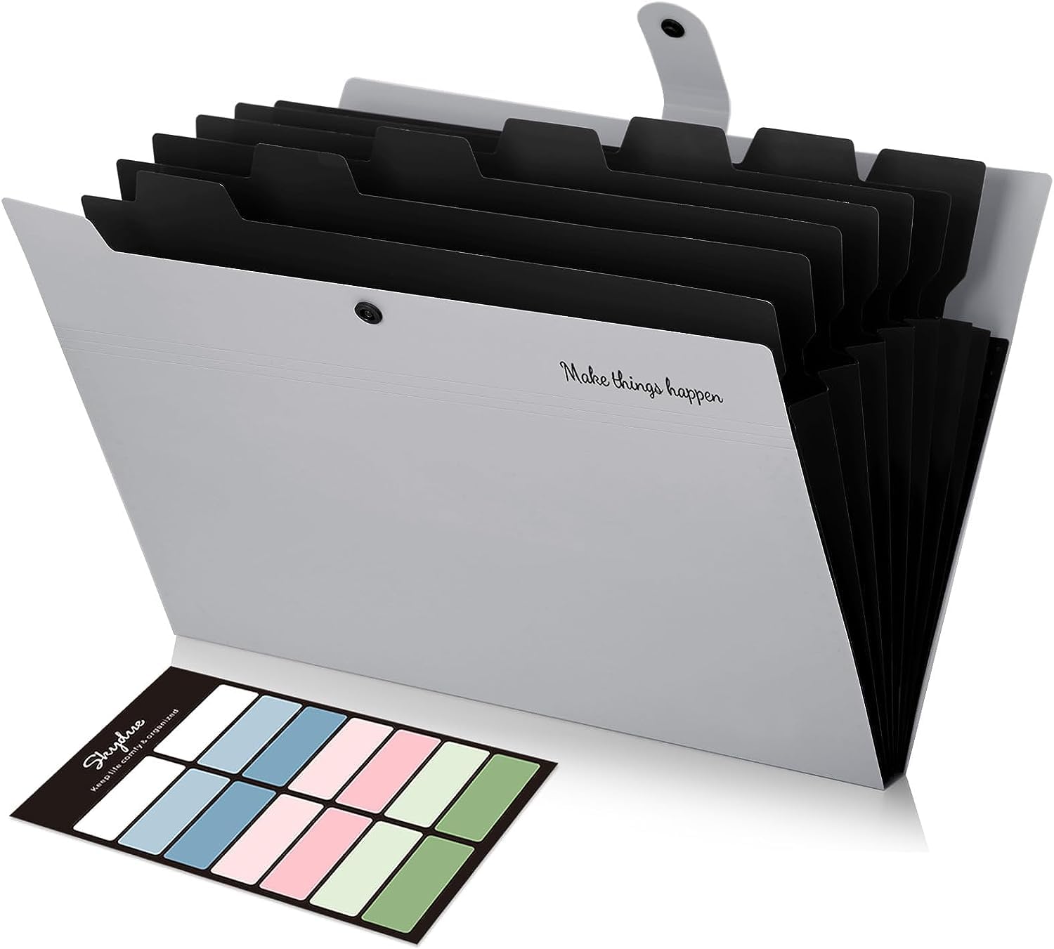 SKYDUE ファイル 8ポケット拡張ファイルフォルダー ドキュメントファイル 書類収納ボックス ファイルケース A4 スナップ式 防水 ポケッ