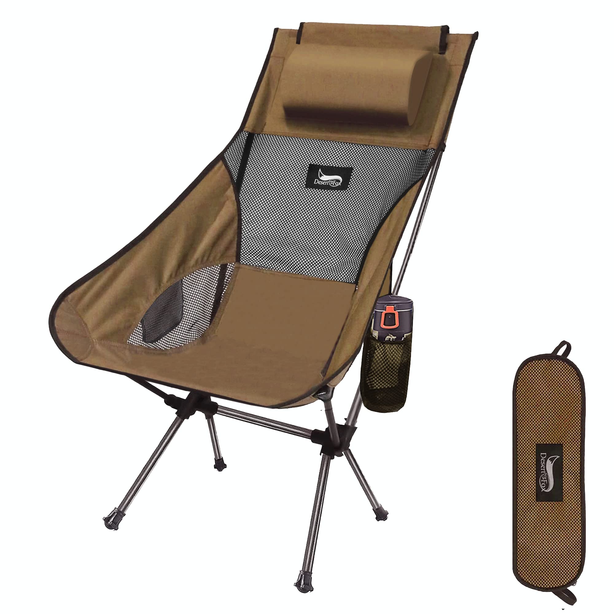 DesertFox アウトドアチェア 折りたたみ 枕付き 超軽量 独自開発のカップホルダー 耐荷重150kg キャンプ椅子 コンパクト イス ハ
