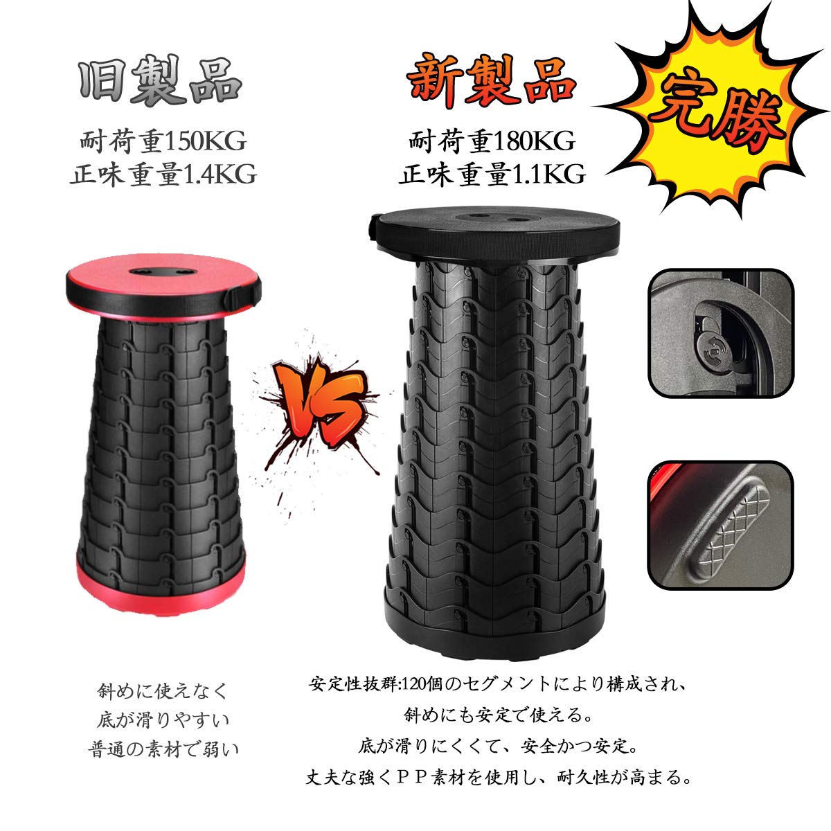 BYO 折りたたみ椅子 アウトドアチェア 伸縮式 キャンプ椅子 折り畳み式 キャンプスツール 軽量 コンパクト 持ち運び便利 耐荷重180KG nikkori-10049147 nikkori store サンプル画像3