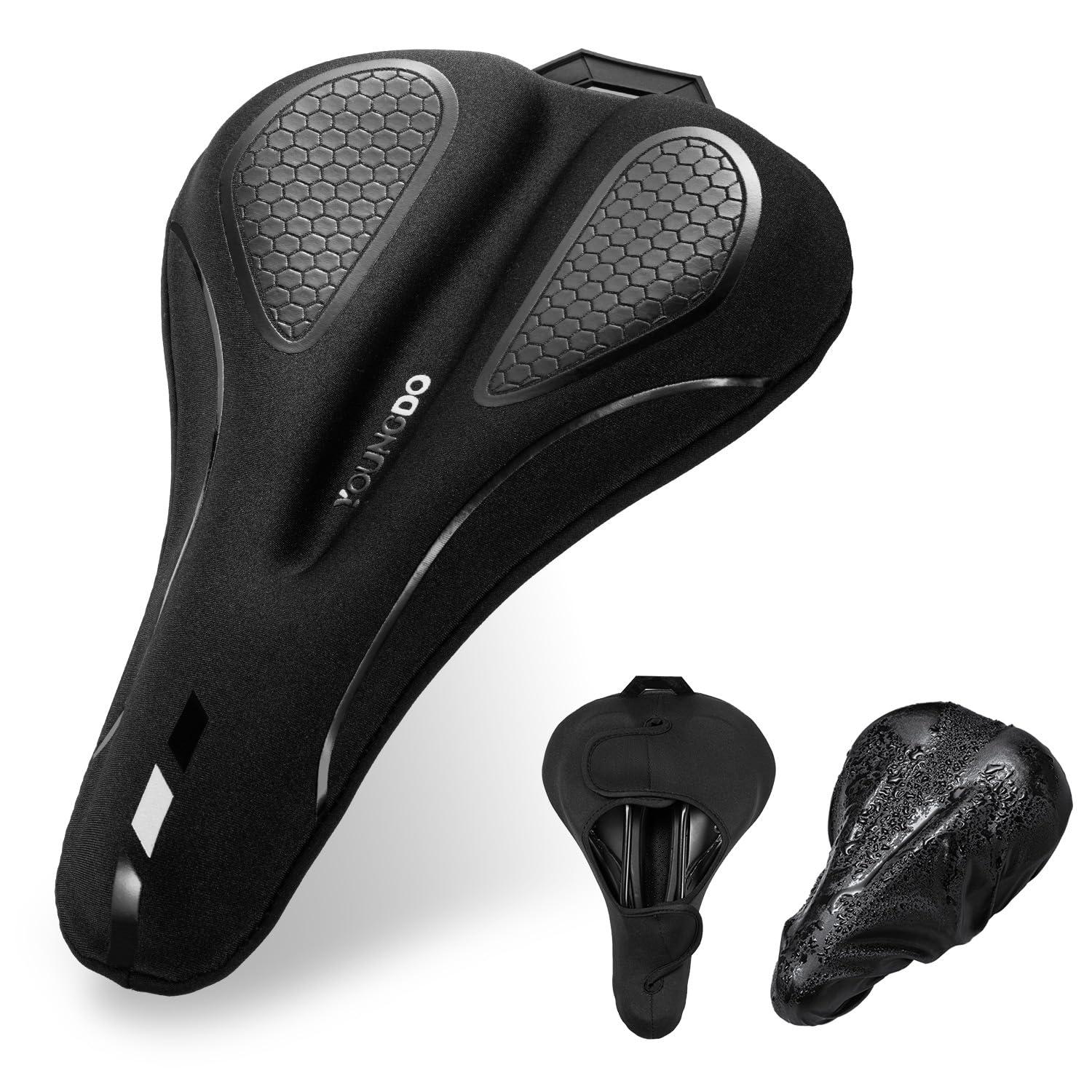 YOUNGDO 自転車サドルカバー サドルクッションカバー サドルカバー 超肉厚 低反発クッション 防水カバー付き お尻が痛くない 衝撃吸収 滑