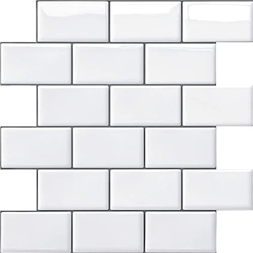 Yoillione タイルシール 防水 厚め 10枚 耐熱 キッチン 洗面所 剥がせる モザイクタイル 壁紙シール 賃..