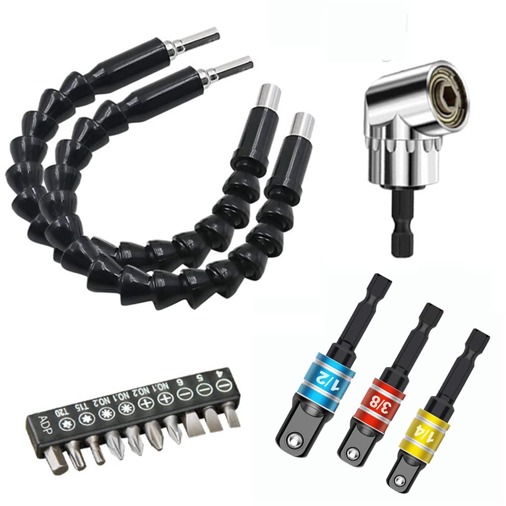 フレキシブルシャフト 電動 六角ドライバードリル ドリル ソケットアダプター 直角工具 105度 DY ビッ..