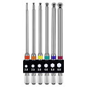 OENN ボールポイント 六角ビットセット 6本組 100mm 片頭 6.35mm六角軸 磁気ドライバービット 対辺/.5/3/4/5/6 電動(4)