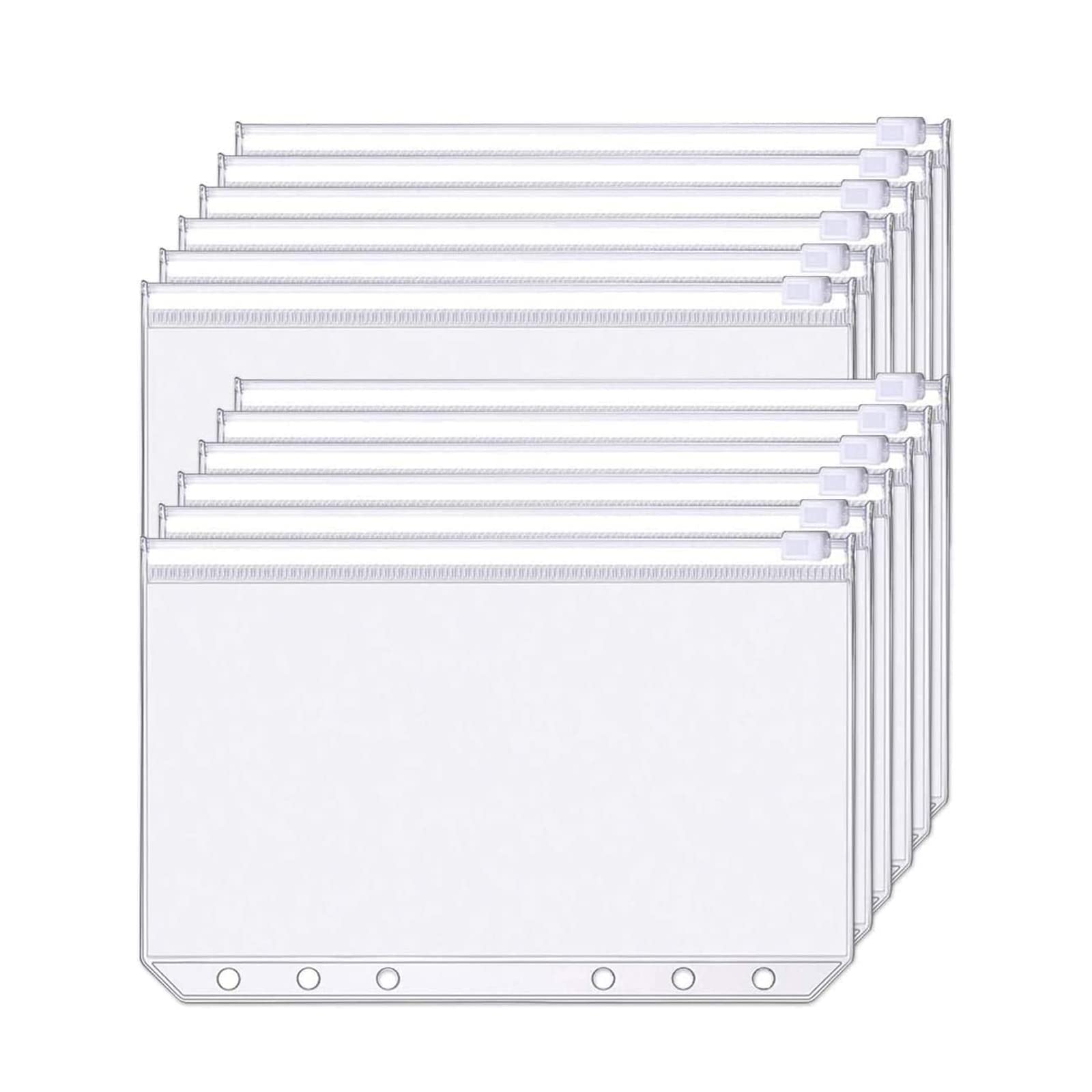 バインダーポケット 6穴 システム手帳ポケット ルーズリーフ 書類ファイリングバッグ ファスナーポケッ..