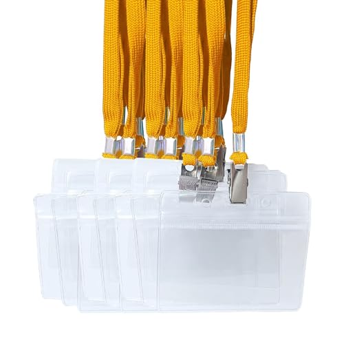 カードホルダー 首掛け ネックストラップ名札 ネームホルダー 名札ホルダー スタッフ 社員証 名刺 パス 展示会 ソフト 防水 透明 横型 10